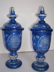 Pair of Cut Glass Jars